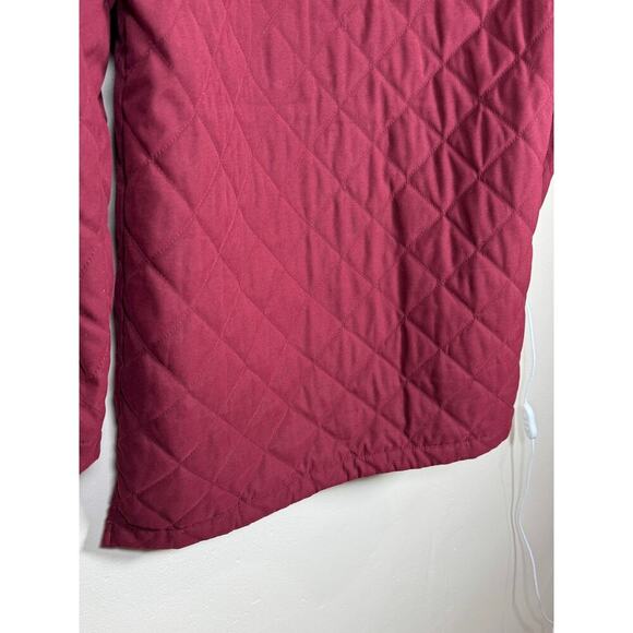 Eddie Bauer Womens Long Quilted Maroon Chore Jacket Brown Collar Utility Small - Picture 7 of 11